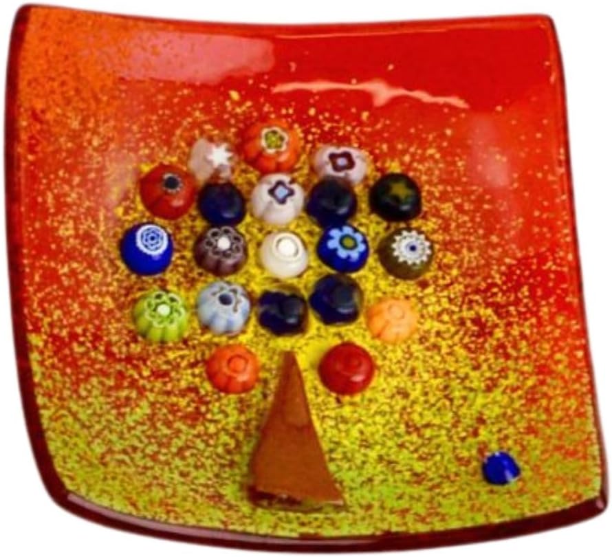 MY ITALIAN DÉCOR - Murano Glass Tree of Life Dish, Red Decorative Dish, Jewelry Tray, Jewelry Holder, Home Decor, Gifts for Her, Catchall Tray, Key Holder Bowl, Made in Italy (Medium)
