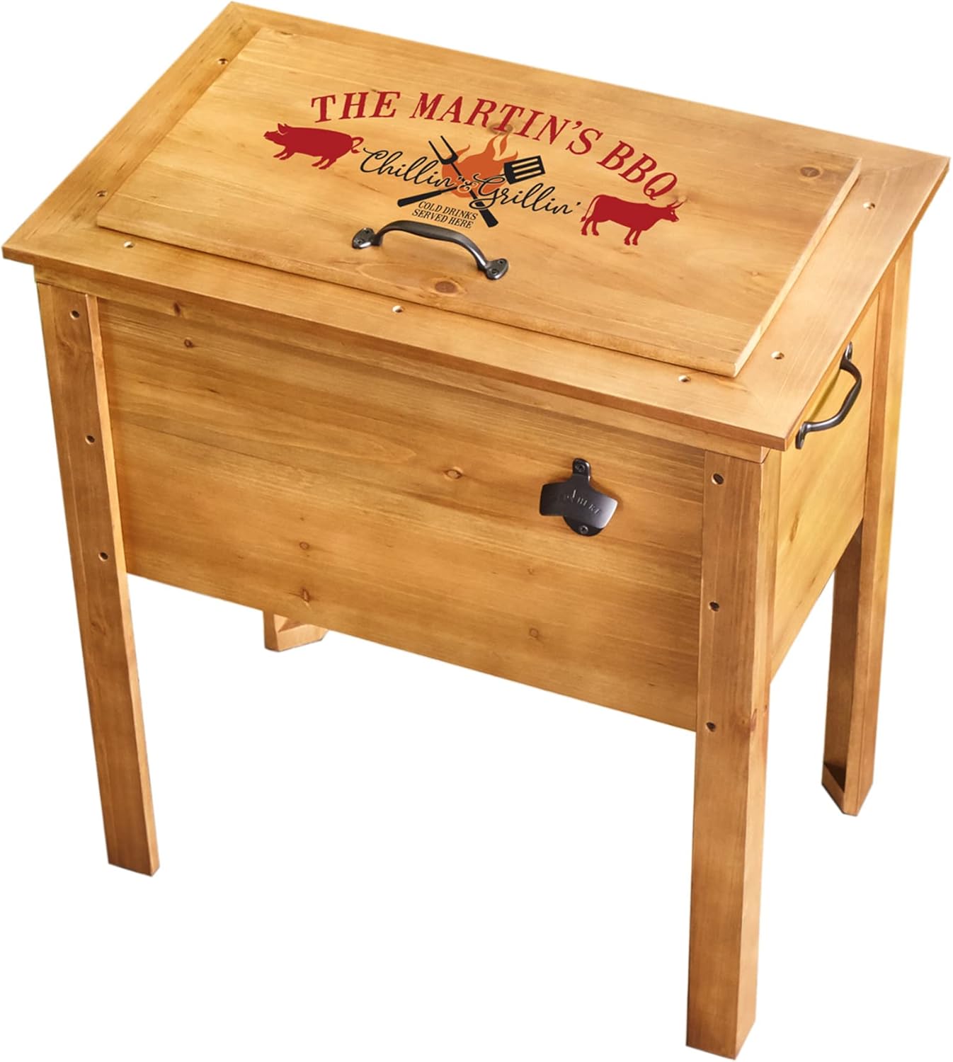 Let's Make Memories Personalized Wood Beverage Chiller - Custom Beverage Tub - For Couples - 7.5"D x 19.5"W x 8.5"H