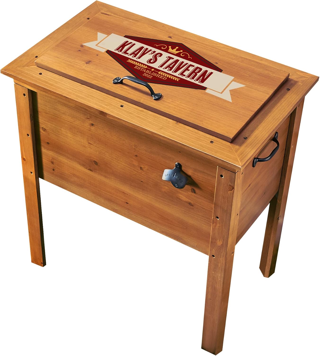 Let's Make Memories Personalized Wood Beverage Chiller - Custom Beverage Tub - For Couples - 7.5"D x 19.5"W x 8.5"H