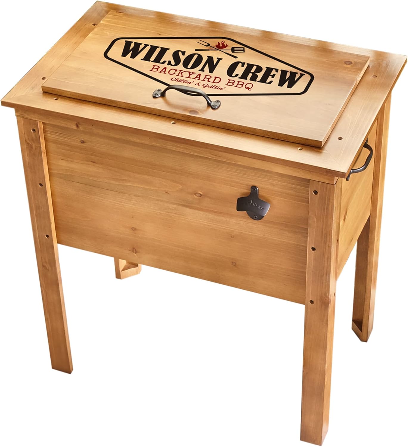 Let's Make Memories Personalized Wood Beverage Chiller - Custom Beverage Tub - For Couples - 7.5"D x 19.5"W x 8.5"H