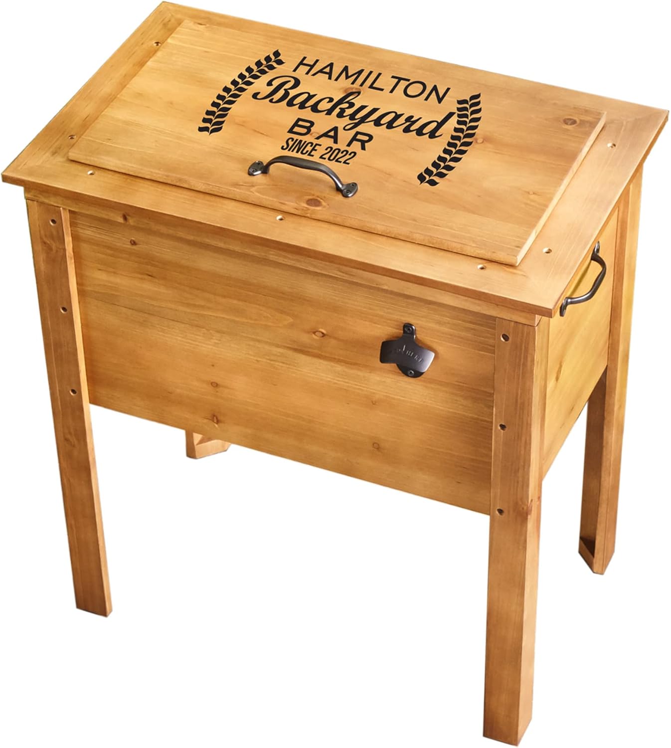 Let's Make Memories Personalized Wood Beverage Chiller - Custom Beverage Tub - For Couples - 7.5"D x 19.5"W x 8.5"H