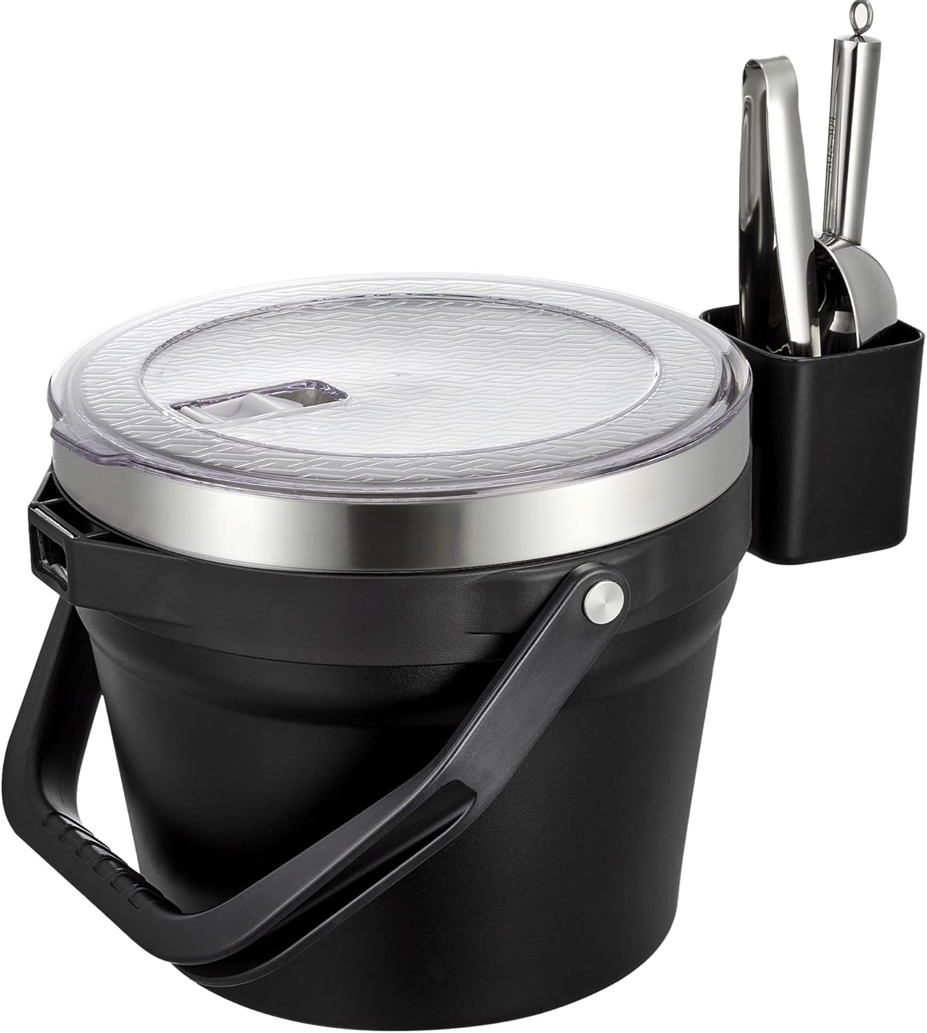 COKTIK 7L Vacuum Insulated Ice Bucket with Lid and Scoop& Tongs,Large capacity Stainless Steel Beverage Bucket for Cocktail, Champagne, Wine, Beer,Large Parties(Milk White Suit)