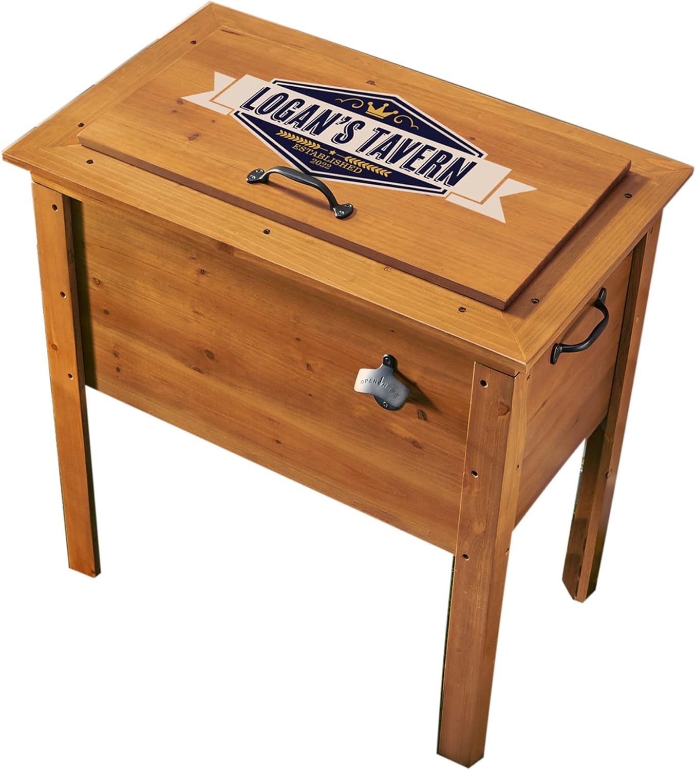 Let's Make Memories Personalized Wood Beverage Chiller - Custom Beverage Tub - For Couples - 7.5"D x 19.5"W x 8.5"H