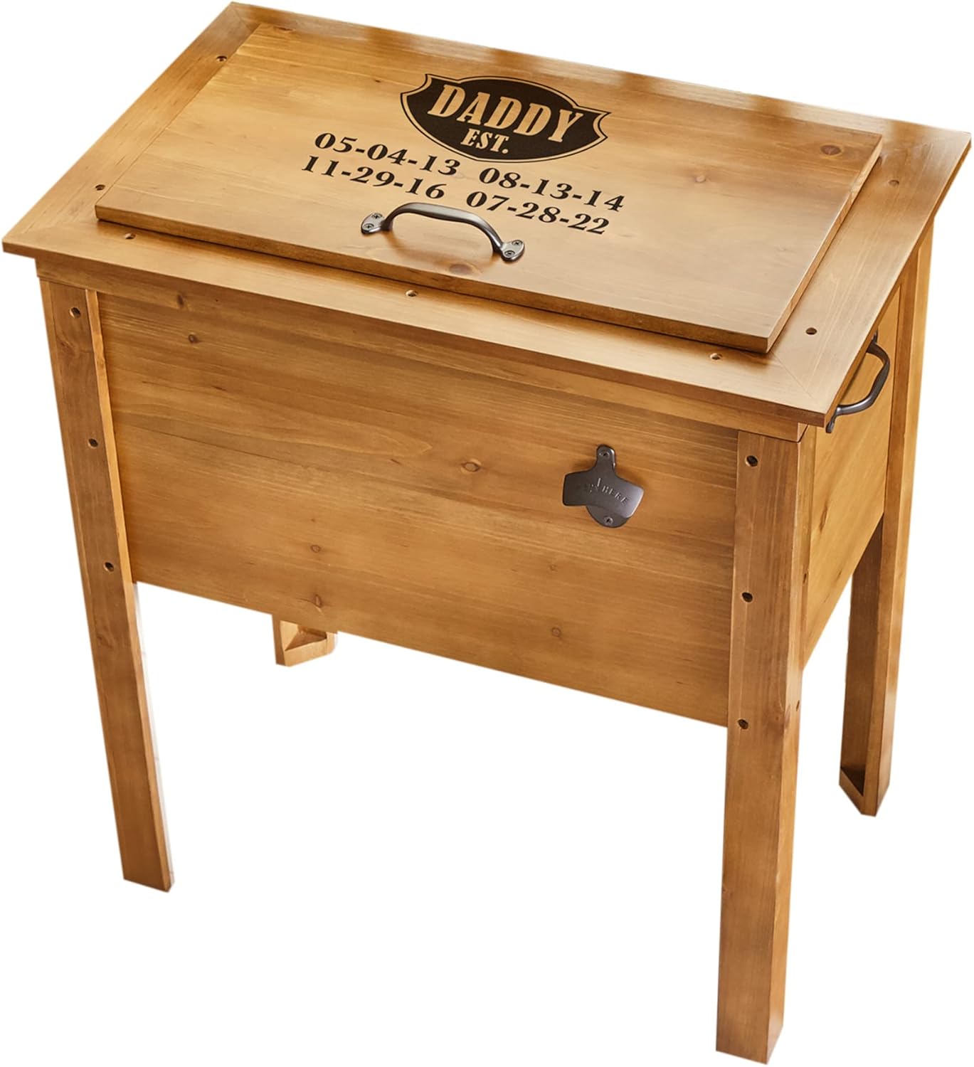 Let's Make Memories Personalized Wood Beverage Chiller - Custom Beverage Tub - For Couples - 7.5"D x 19.5"W x 8.5"H
