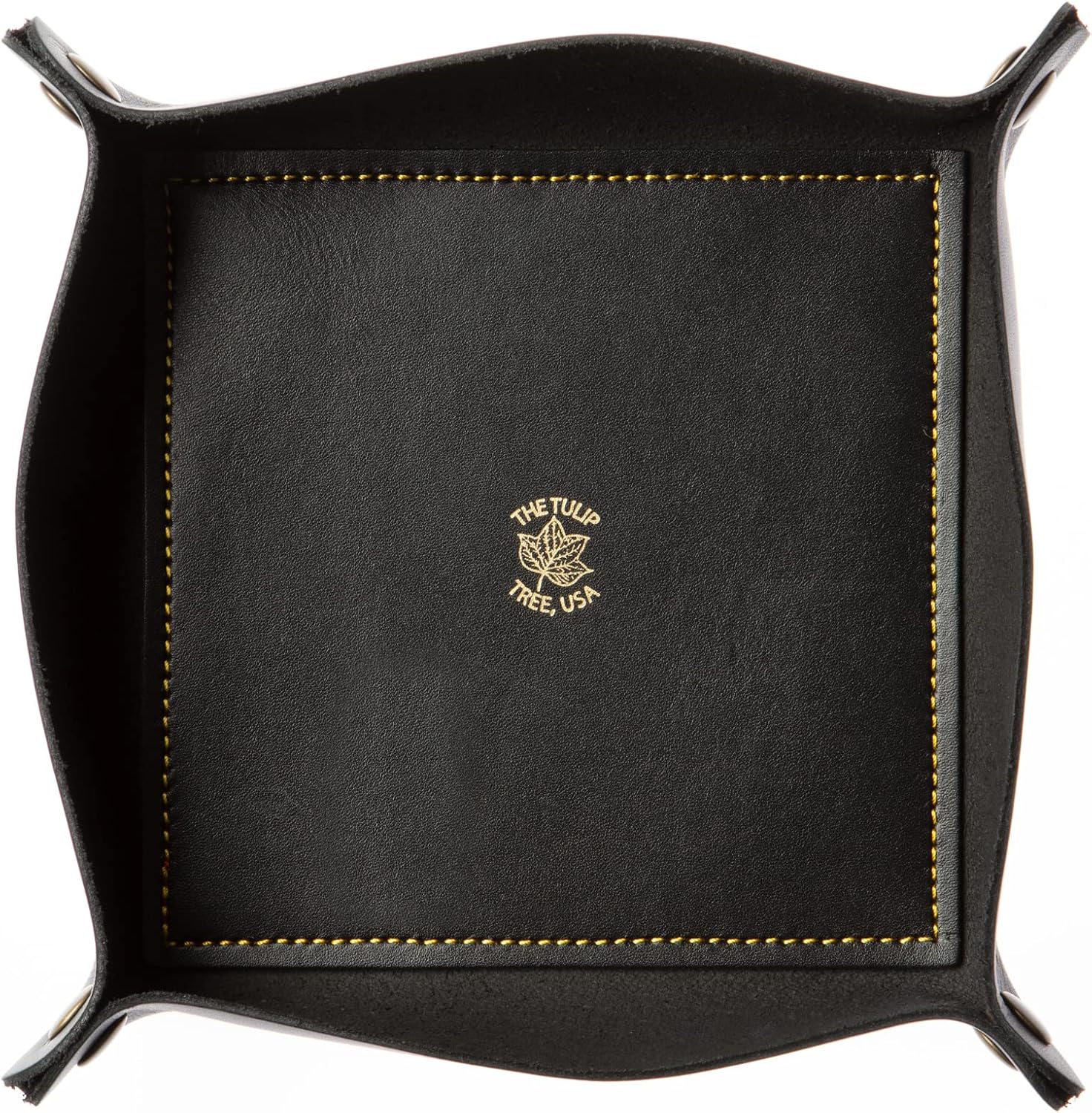 USA Made Premium Leather Valet Tray, Folds Flat! Little Buddy Dice Rolling Basket and Organizer With Brass Snaps - Reinforced Felt Bottom - For Keys, Jewelry, Coin, EDC, Watch Storage Caddy - Chestnut