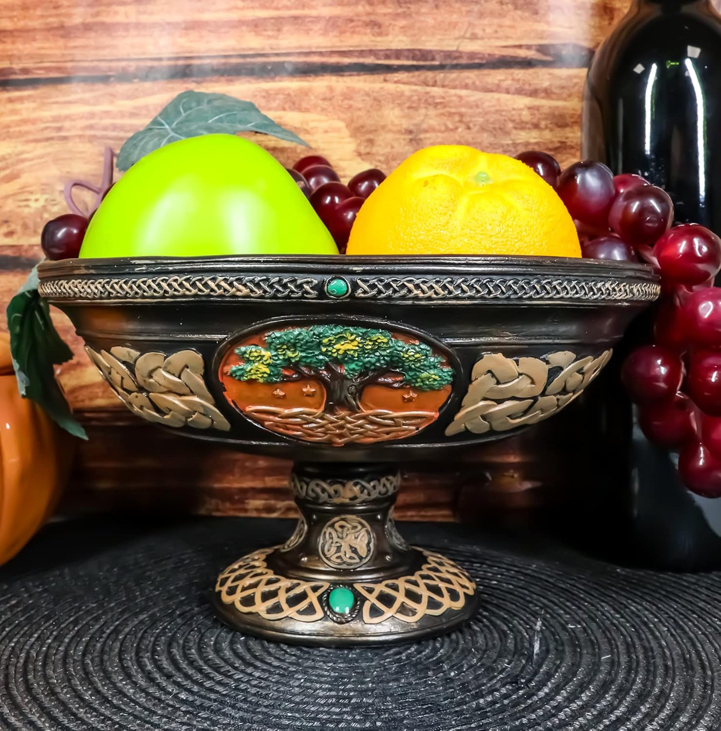 Ebros Ancient Celtic Tree of Life Offering Bowl Figurine 8.5"H Celtic Trinity Knotwork Decorative Utility Holder Serving Bowl Statue