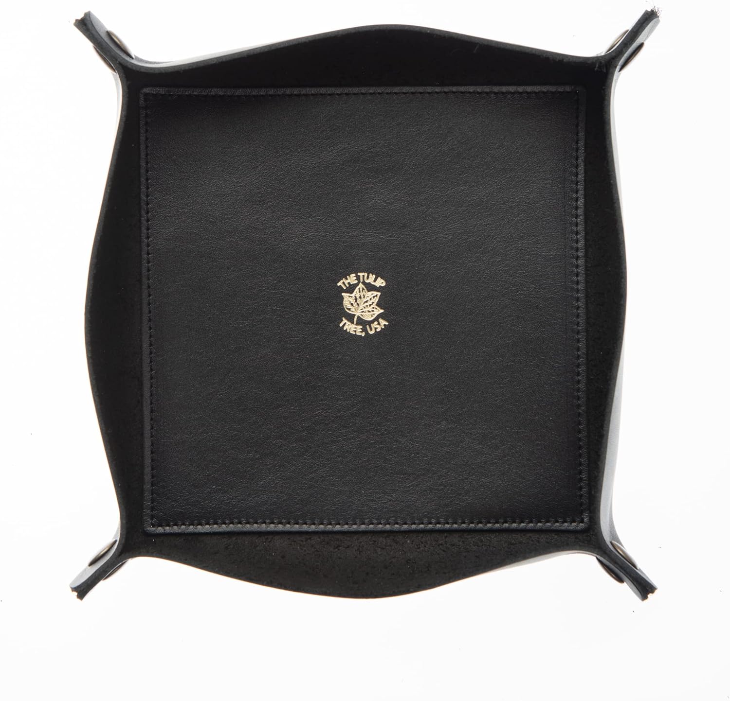 USA Made Premium Leather Valet Tray, Folds Flat! Little Buddy Dice Rolling Basket and Organizer With Brass Snaps - Reinforced Felt Bottom - For Keys, Jewelry, Coin, EDC, Watch Storage Caddy - Chestnut