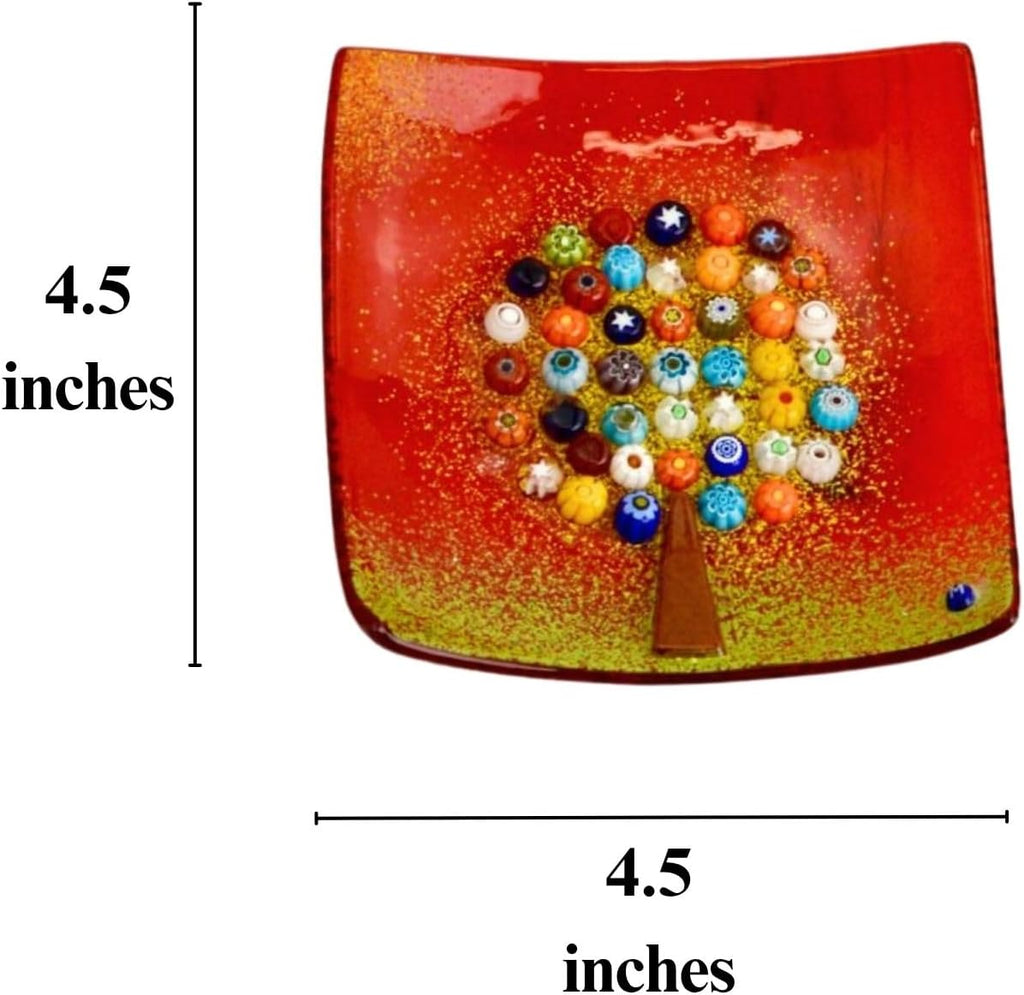 MY ITALIAN DÉCOR - Murano Glass Tree of Life Dish, Red Decorative Dish, Jewelry Tray, Jewelry Holder, Home Decor, Gifts for Her, Catchall Tray, Key Holder Bowl, Made in Italy (Medium)