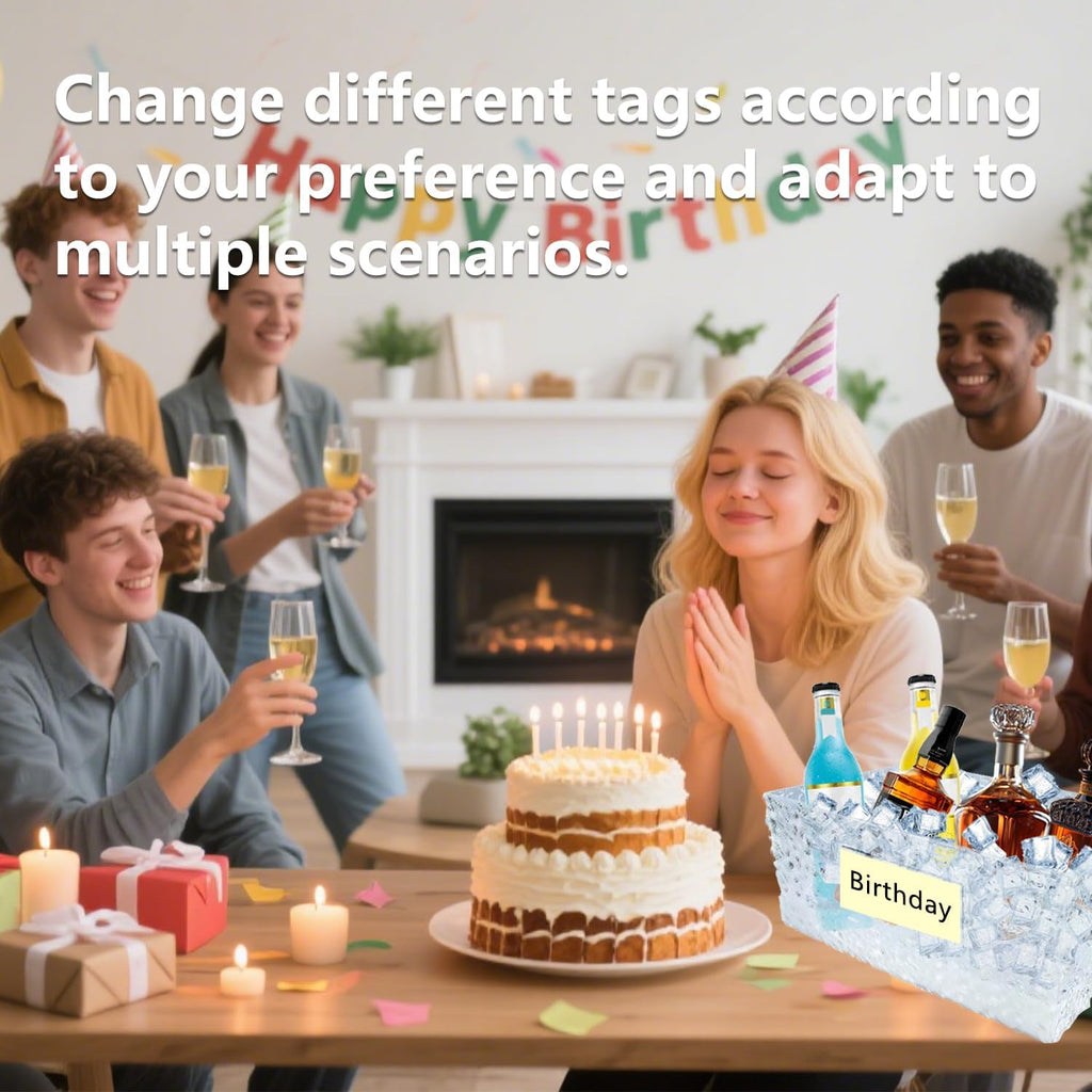 Plastic Colorful Ice Bucket for Parties,15Liter/4 Gallon Big LED Light Beverage Tub,Ice Bucket for Champagne/Beer/Drink/Wine/Cocktails/Bar,7-Color（Ice Grain ）