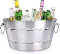 BREKX Stainless Steel Ice Bucket for Parties, Double Wall Insulated Anchored Brushed Drink Tub & Wine Bucket with Double Hinged Handles, Drink Chiller for Parties, 12QT (3 Gallon), 100% Leak Proof