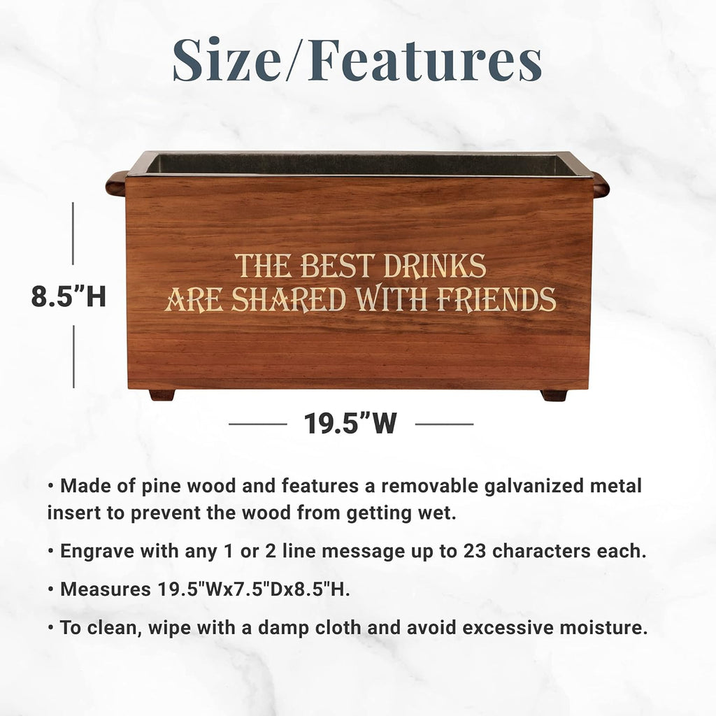 Let's Make Memories Personalized Wood Beverage Chiller - Custom Beverage Tub - For Couples - 7.5"D x 19.5"W x 8.5"H