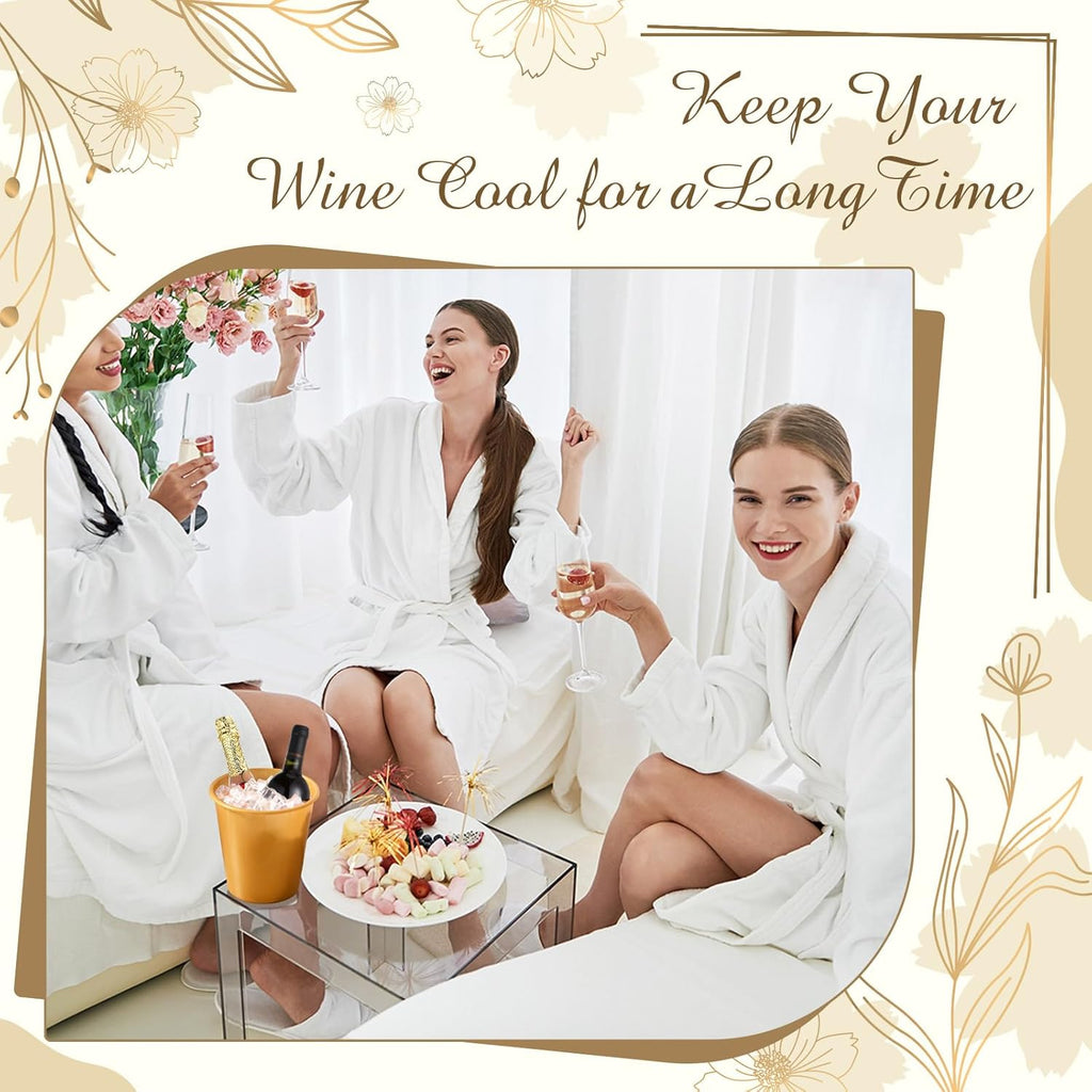 Layhit 48 Pack Plastic Ice Buckets Bulk 3 Liters Wine Bucket for Parties Disposable Champagne Wine Beverage Soda Beer Drink Storage Cooler for Halloween Wedding Party Supplies(Gold)