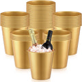 Layhit 48 Pack Plastic Ice Buckets Bulk 3 Liters Wine Bucket for Parties Disposable Champagne Wine Beverage Soda Beer Drink Storage Cooler for Halloween Wedding Party Supplies(Gold)