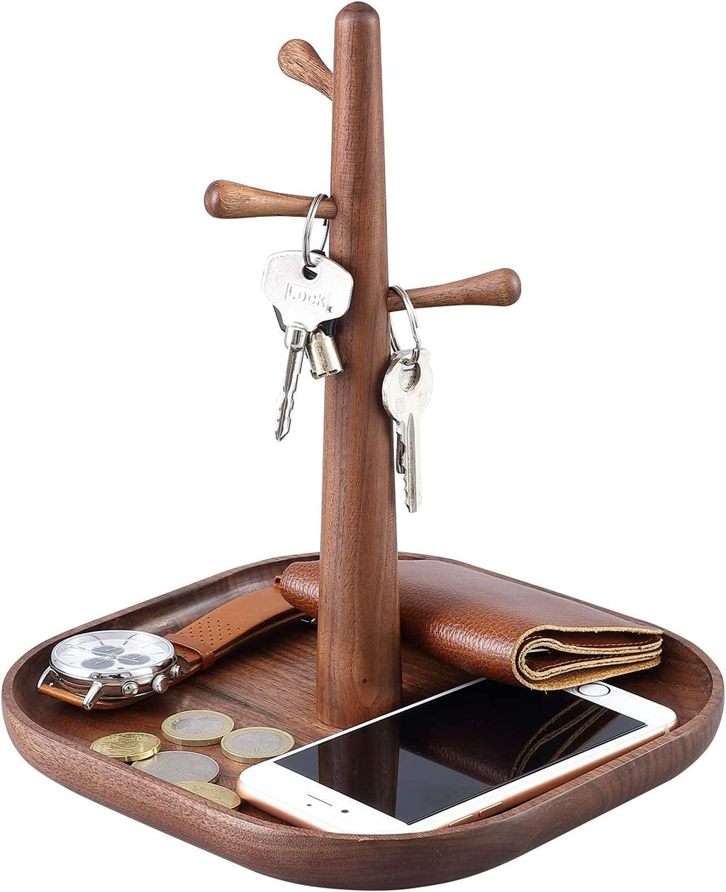 “Generic” C-Joy Wood Handmade Wooden Key Holder, Key Rack for Entryway, Wood Decorative Organizer,Jewelry Key Stand Hanging Organizer (Walnut) , CJWKS01-WN