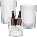 Tessco 12 Pcs Plastic Ice Buckets Clear Large Champagne Wine Cooler Bucket with Handle Portable Drinks Beverage Tubs Chiller Bin for Party Bar Wedding Beer Bottle(4.4L/4.7Quart)