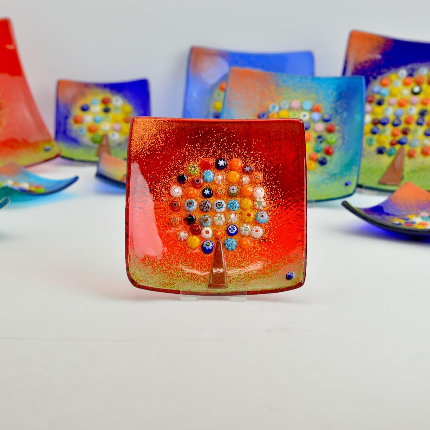 MY ITALIAN DÉCOR - Murano Glass Tree of Life Dish, Red Decorative Dish, Jewelry Tray, Jewelry Holder, Home Decor, Gifts for Her, Catchall Tray, Key Holder Bowl, Made in Italy (Medium)