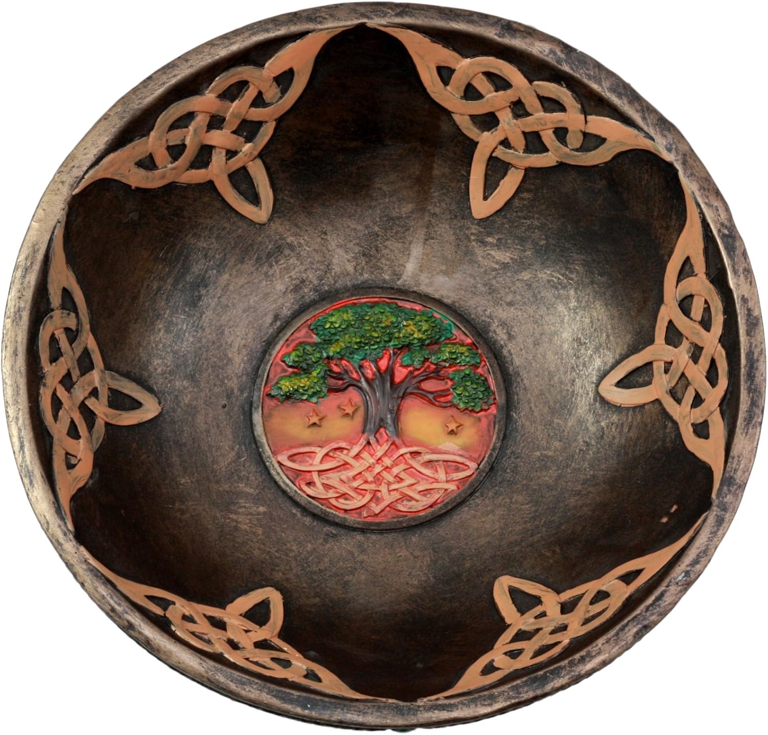 Ebros Ancient Celtic Tree of Life Offering Bowl Figurine 8.5"H Celtic Trinity Knotwork Decorative Utility Holder Serving Bowl Statue