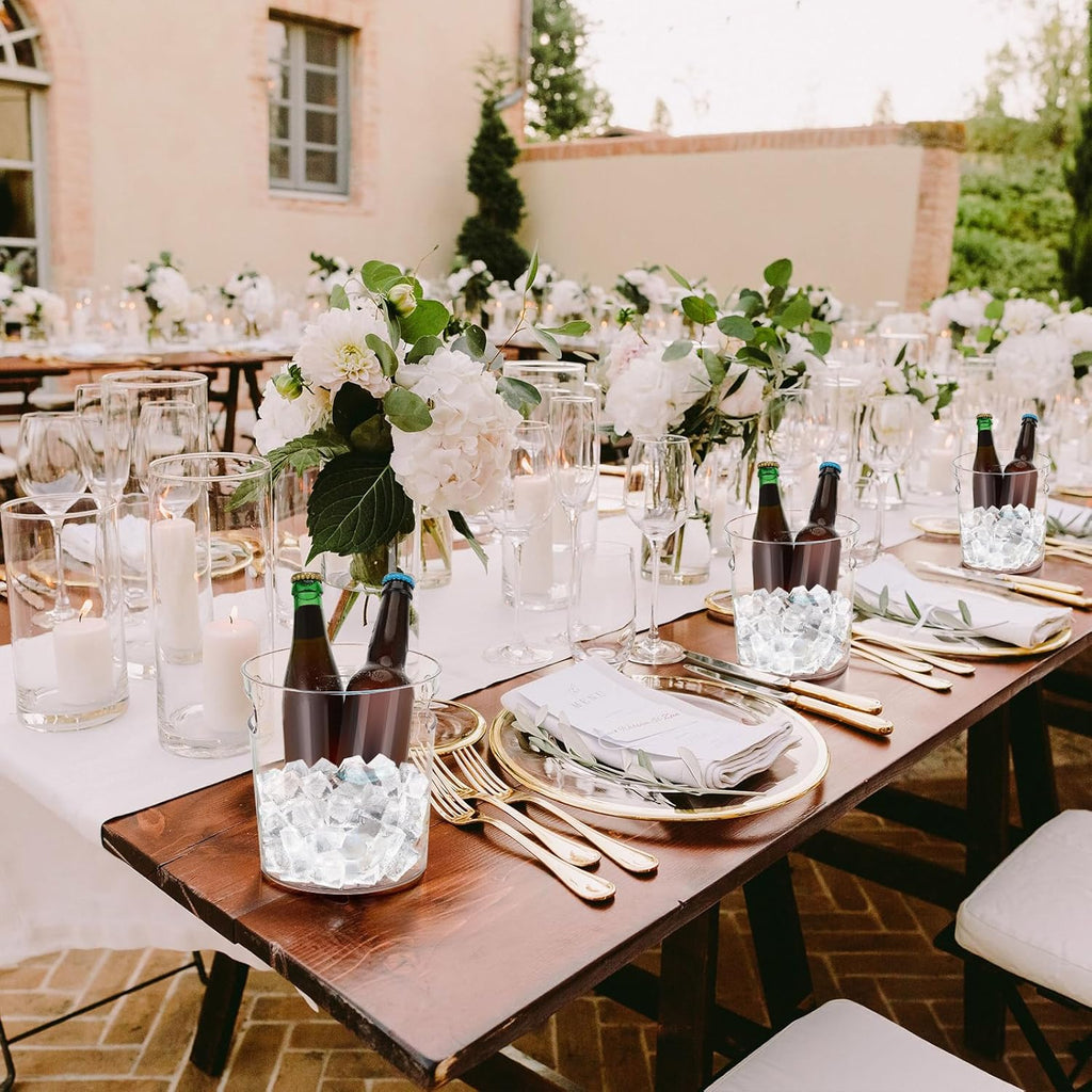 Tessco 12 Pcs Plastic Ice Buckets Clear Large Champagne Wine Cooler Bucket with Handle Portable Drinks Beverage Tubs Chiller Bin for Party Bar Wedding Beer Bottle(4.4L/4.7Quart)