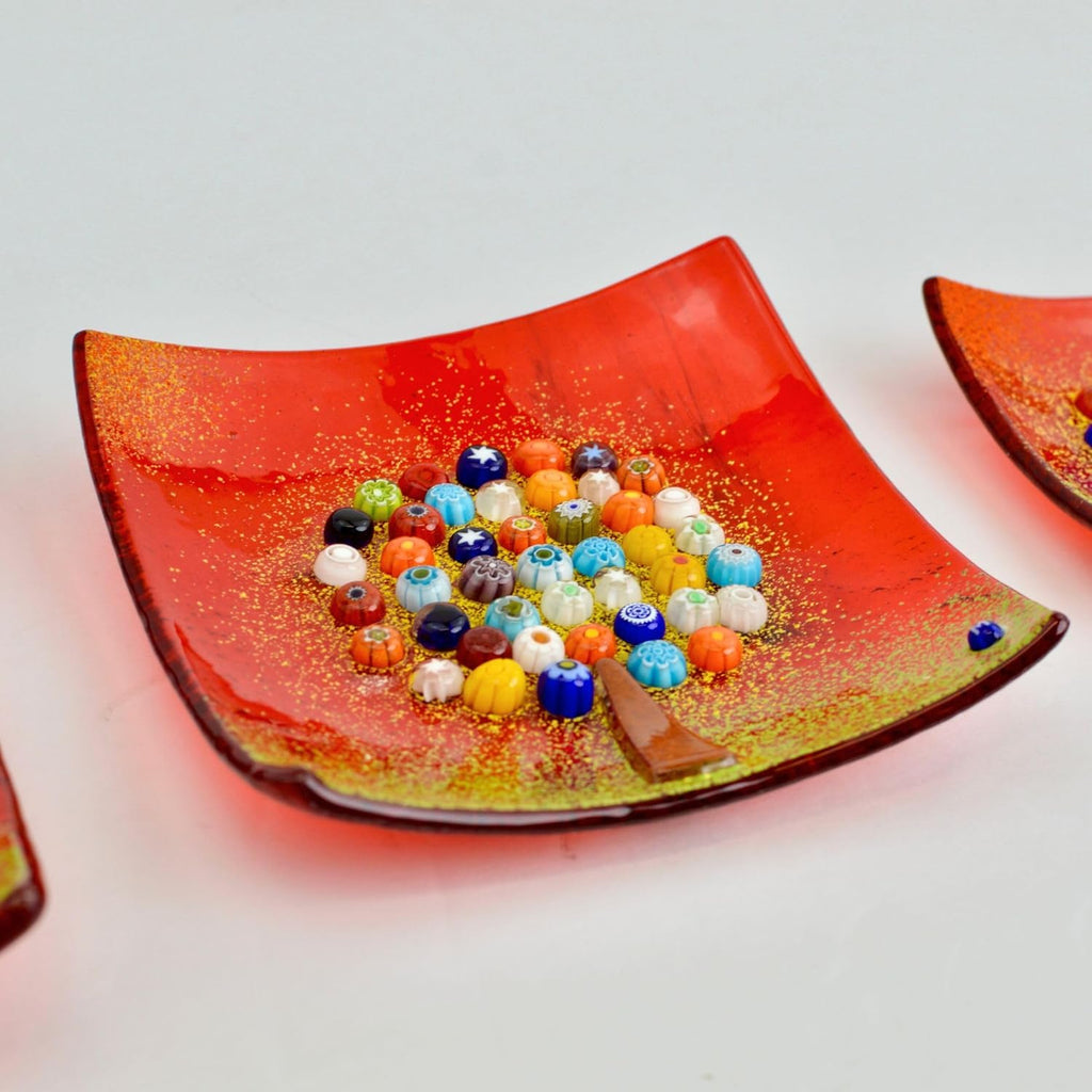 MY ITALIAN DÉCOR - Murano Glass Tree of Life Dish, Red Decorative Dish, Jewelry Tray, Jewelry Holder, Home Decor, Gifts for Her, Catchall Tray, Key Holder Bowl, Made in Italy (Medium)