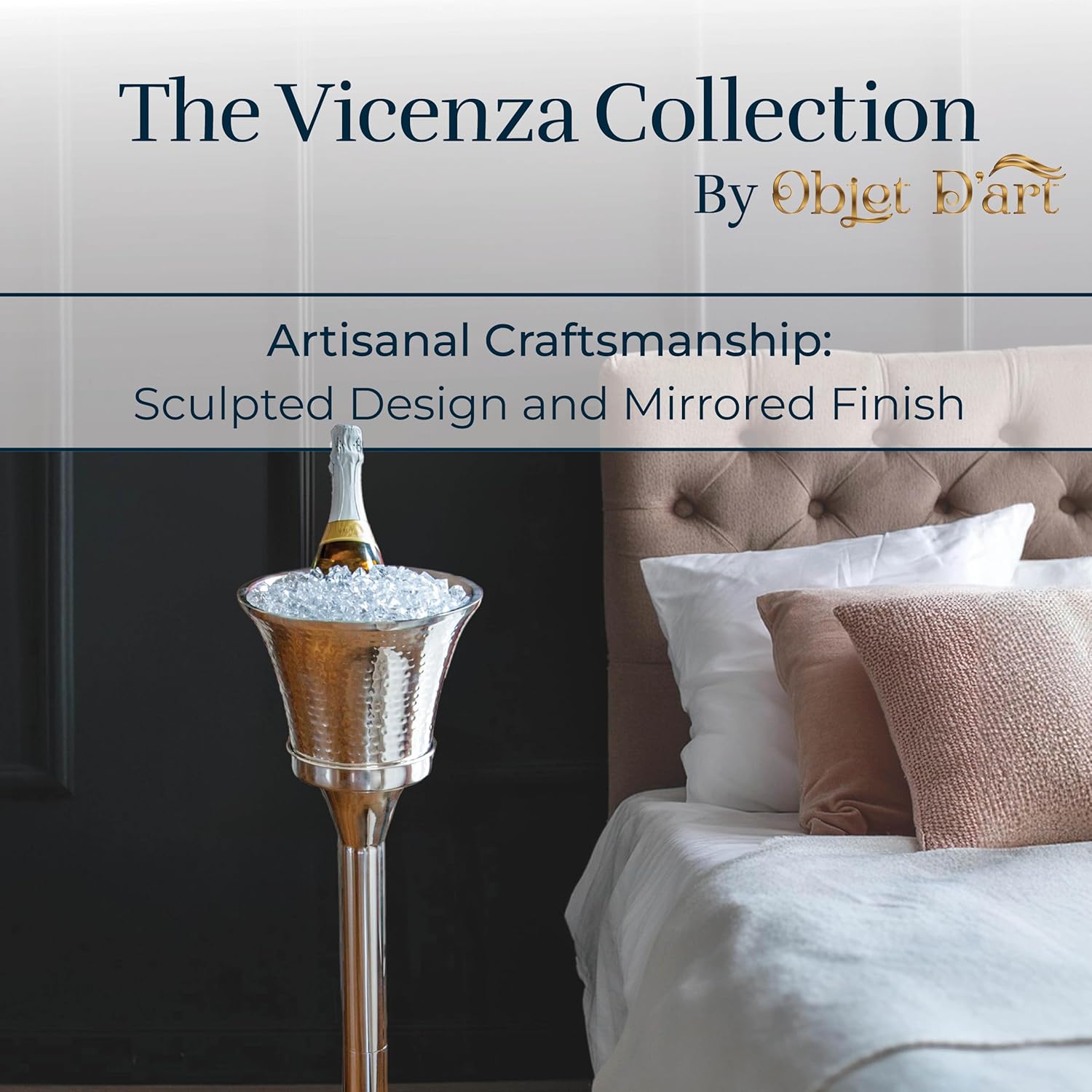 Stainless Steel Drink Stand by Objet D’Art, Elegant Beverage Tub, Double Walled Champagne & Wine Ice Bucket, Adjustable, Polished Finish Ice Bucket