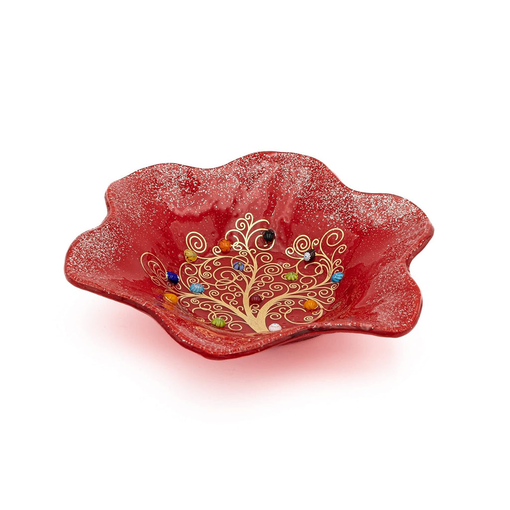 Sospiri Venezia Glass Decorative Plate Murano Glass Decorative Bowl, Gift Decoration Centerpiece Tree of Life, Catchall Bowl Catchall Tray for Entrance Table Console Living Room Dining Table 7,5"x7,5"