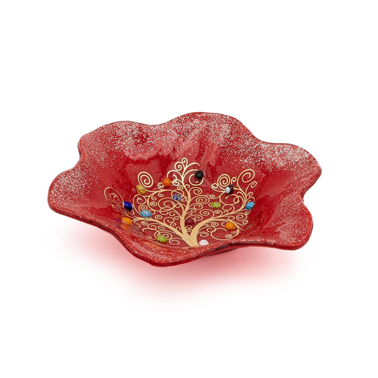 Sospiri Venezia Glass Decorative Plate Murano Glass Decorative Bowl, Gift Decoration Centerpiece Tree of Life, Catchall Bowl Catchall Tray for Entrance Table Console Living Room Dining Table 7,5"x7,5"