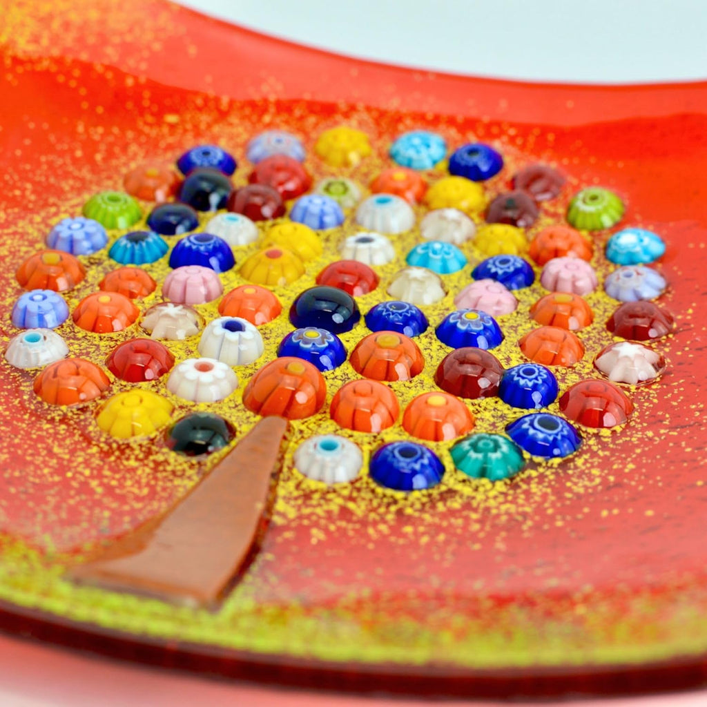 MY ITALIAN DÉCOR - Murano Glass Tree of Life Dish, Red Decorative Dish, Jewelry Tray, Jewelry Holder, Home Decor, Gifts for Her, Catchall Tray, Key Holder Bowl, Made in Italy (Medium)