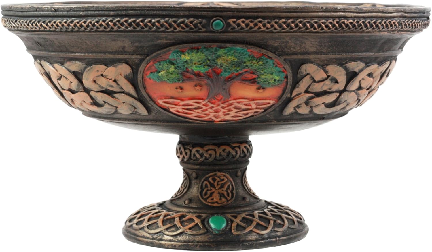 Ebros Ancient Celtic Tree of Life Offering Bowl Figurine 8.5"H Celtic Trinity Knotwork Decorative Utility Holder Serving Bowl Statue