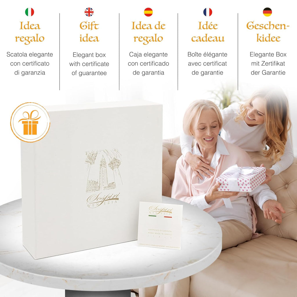 Sospiri Venezia Glass Decorative Plate Murano Glass Decorative Bowl, Gift Decoration Centerpiece Tree of Life, Catchall Bowl Catchall Tray for Entrance Table Console Living Room Dining Table 7,5"x7,5"