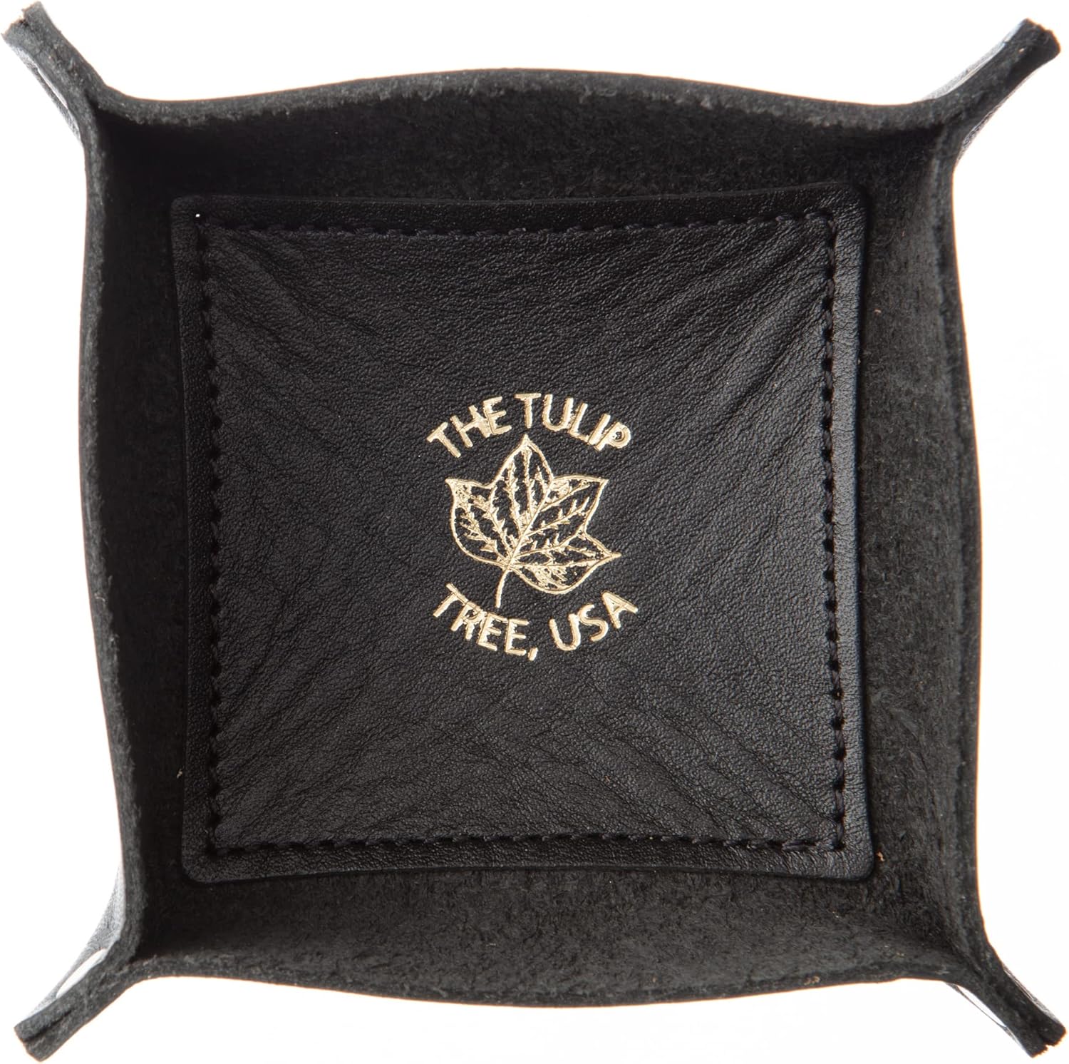 USA Made Premium Leather Valet Tray, Folds Flat! Little Buddy Dice Rolling Basket and Organizer With Brass Snaps - Reinforced Felt Bottom - For Keys, Jewelry, Coin, EDC, Watch Storage Caddy - Chestnut