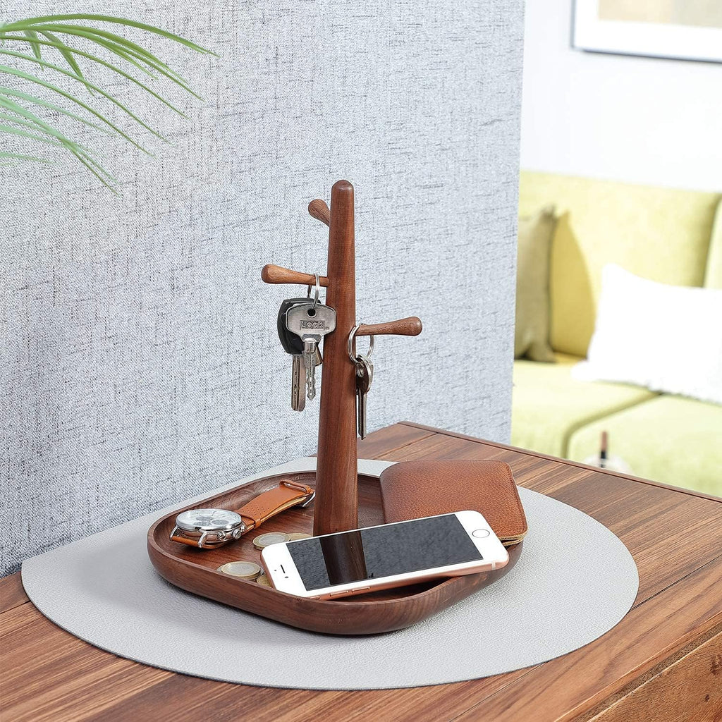 “Generic” C-Joy Wood Handmade Wooden Key Holder, Key Rack for Entryway, Wood Decorative Organizer,Jewelry Key Stand Hanging Organizer (Walnut) , CJWKS01-WN